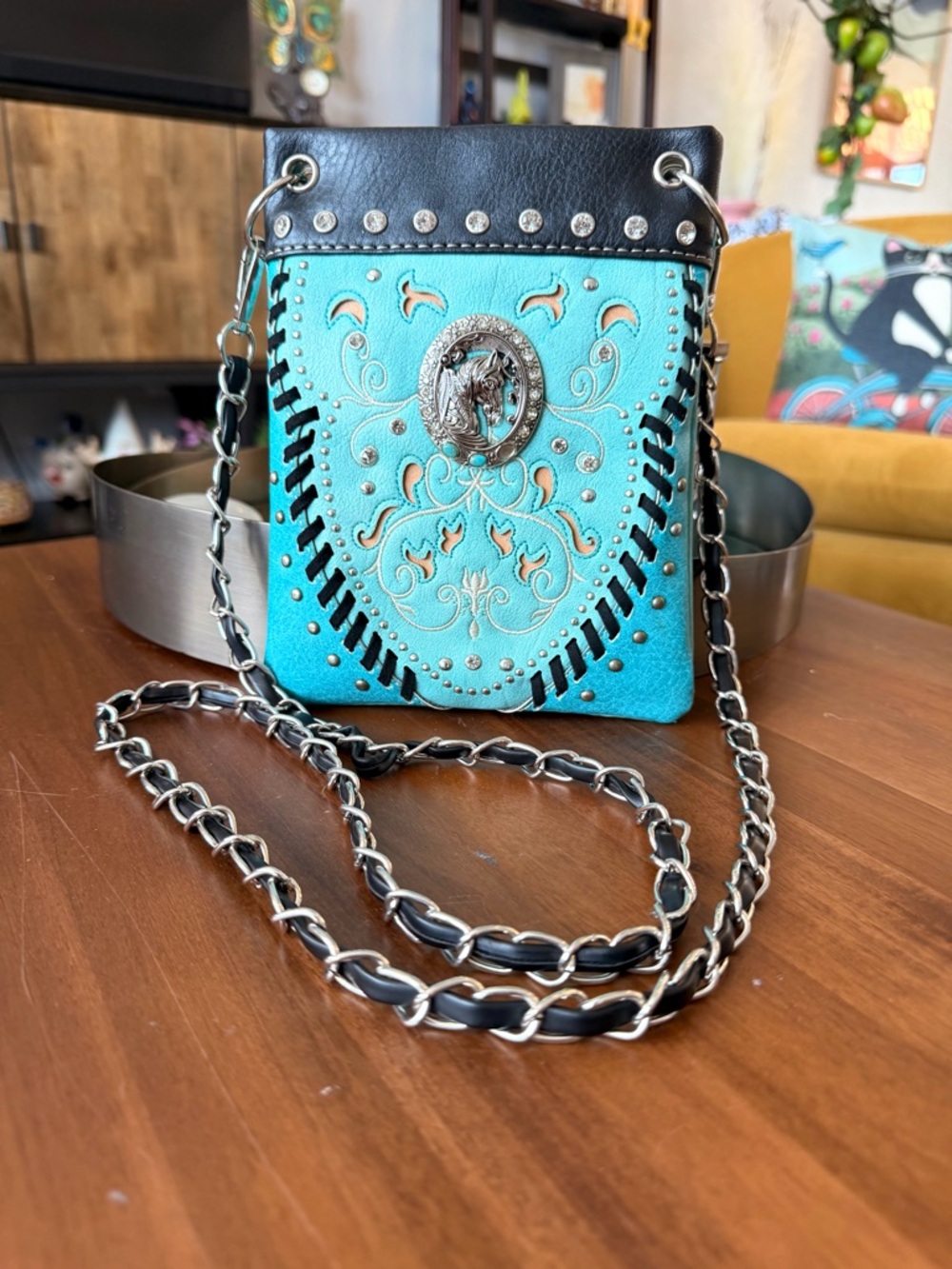 Turquoise Embellished Western Crossbody Bag - Unbranded - Picture 4 of 10
